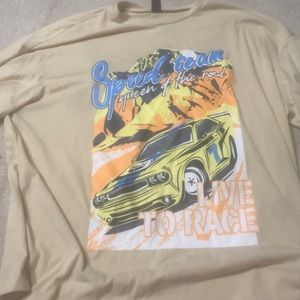 Oversized tan graphic shirt